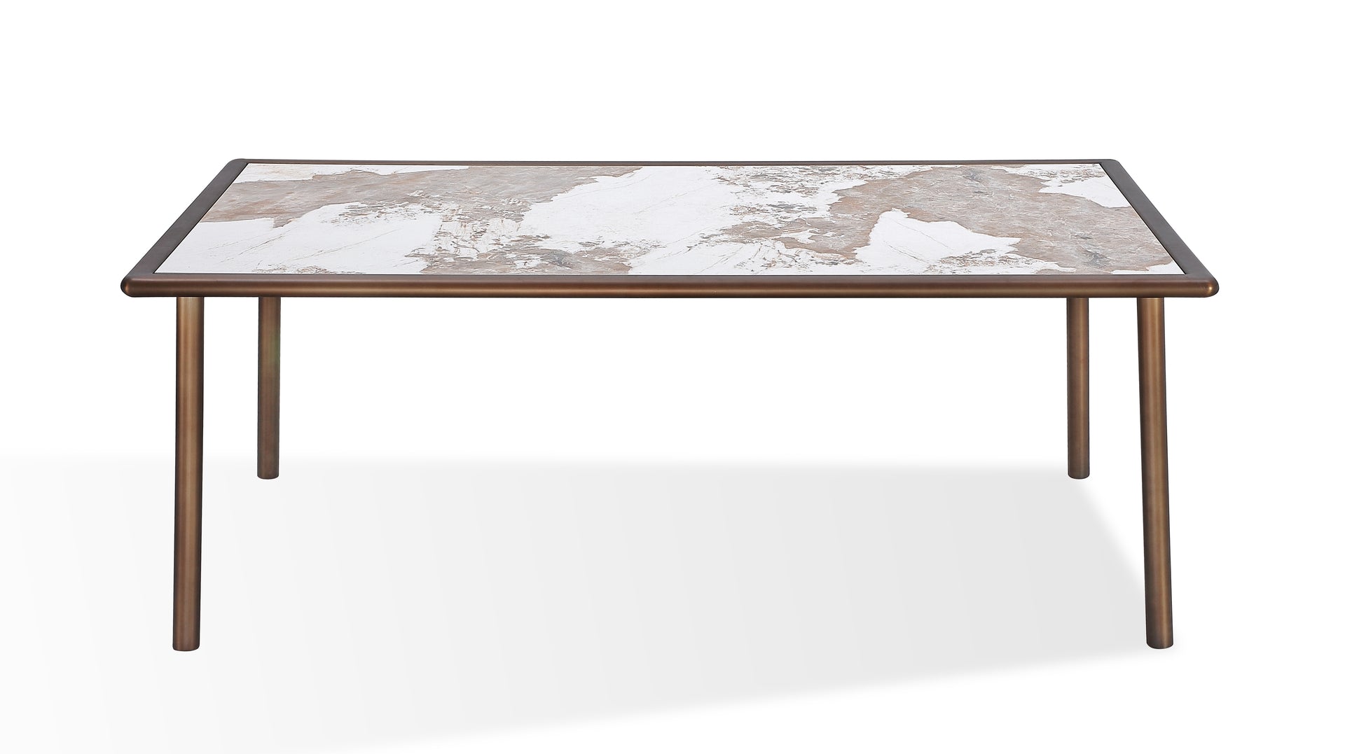Tulum Stone Top Dining Table with Bronze Metal Base - What A Room