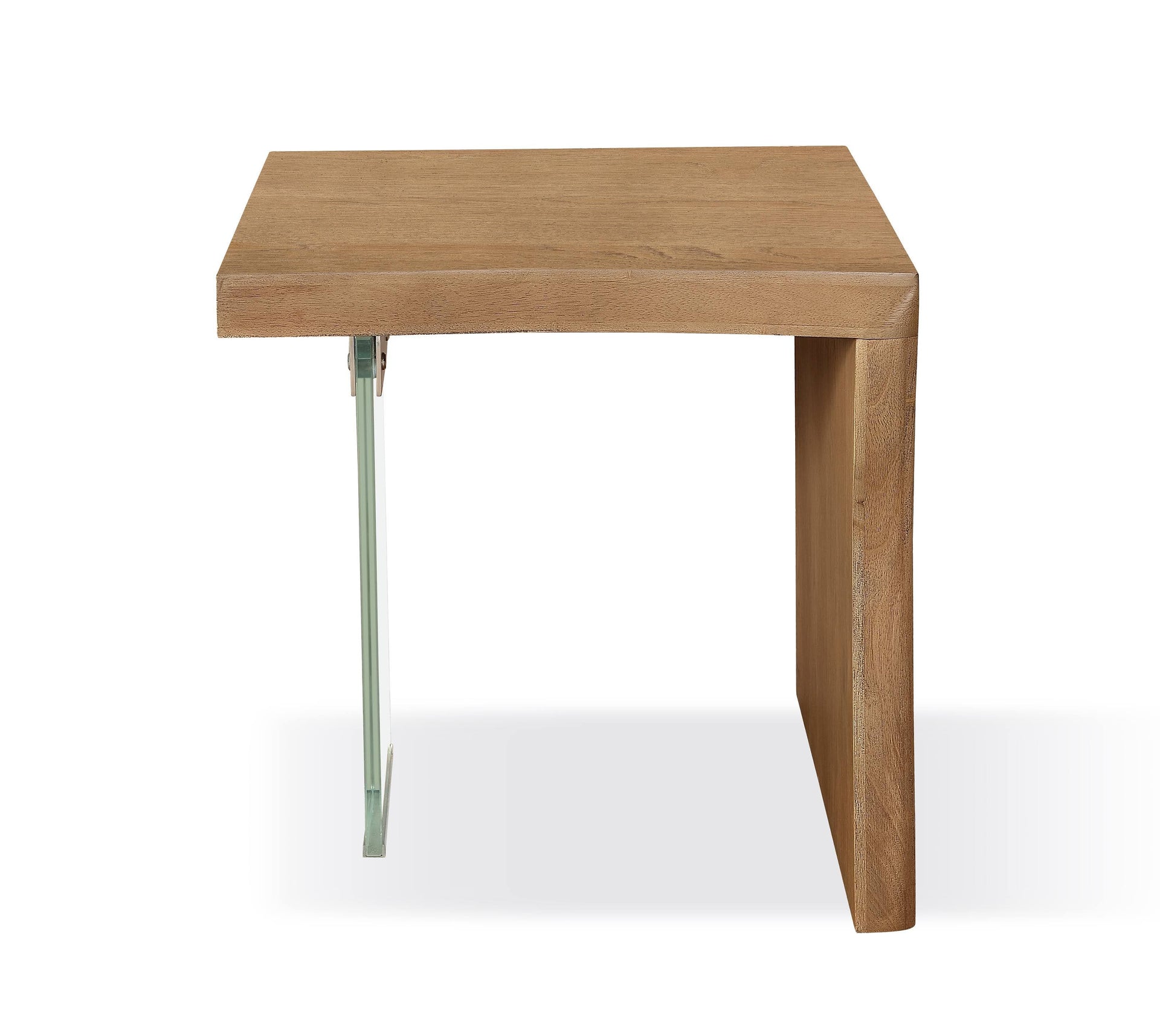 One Live-Edge White Oak and Glass End Table in Bisque - What A Room