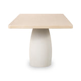 Zinnia Plaster Base Wood Top Dining Table in White Sand and Ivory - What A Room
