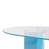 Fomo Double Pedestal Oval Dining Table in Iridescent Glass and Acrylic - What A Room