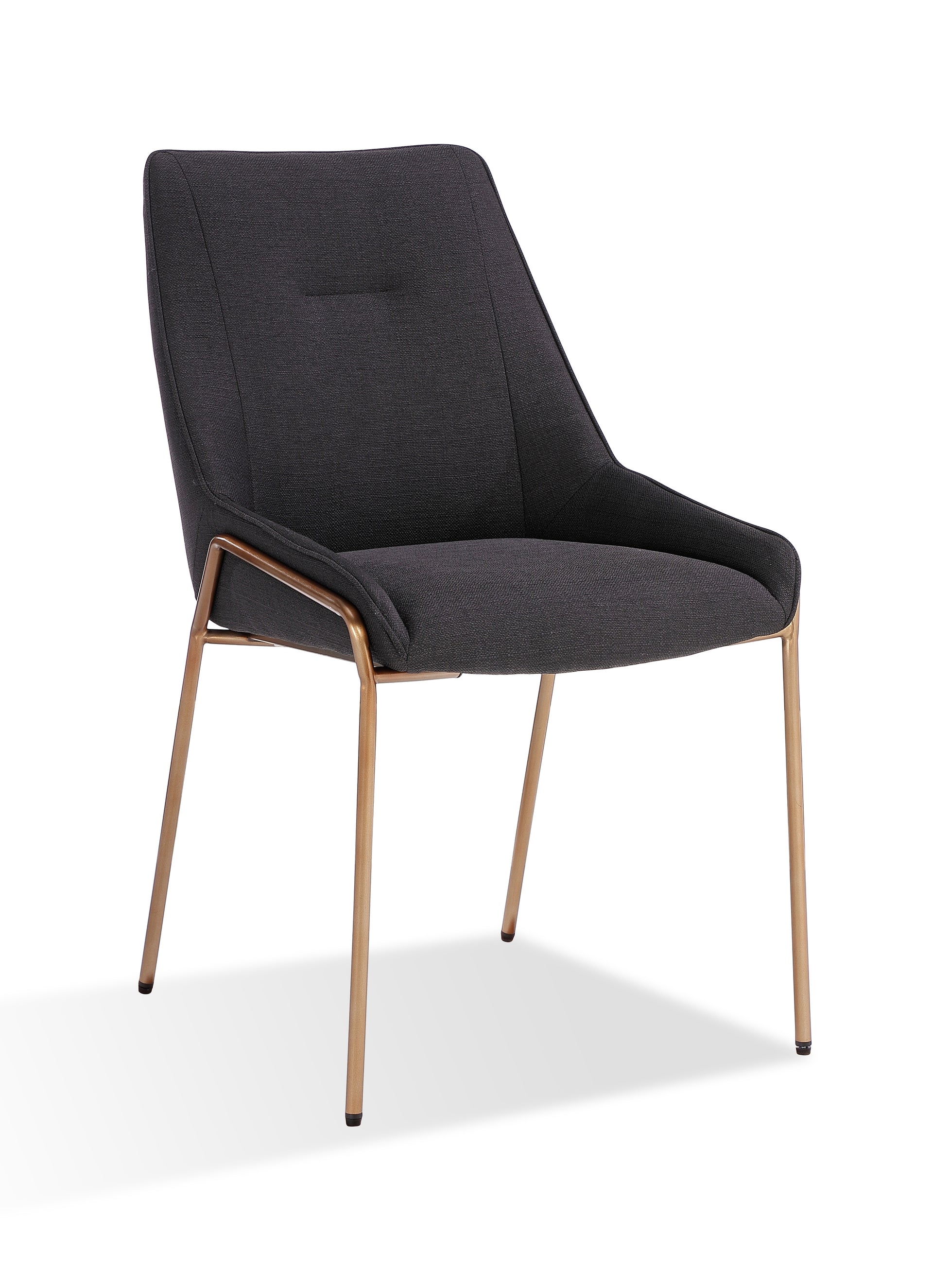 Cyrus Upholstered Dining Chair in Coal Fabric and Brushed Bronze Metal (Set of 2) - What A Room