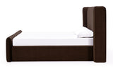 Bacall Velvet Upholstered Wingback Platform Bed in Cola - What A Room