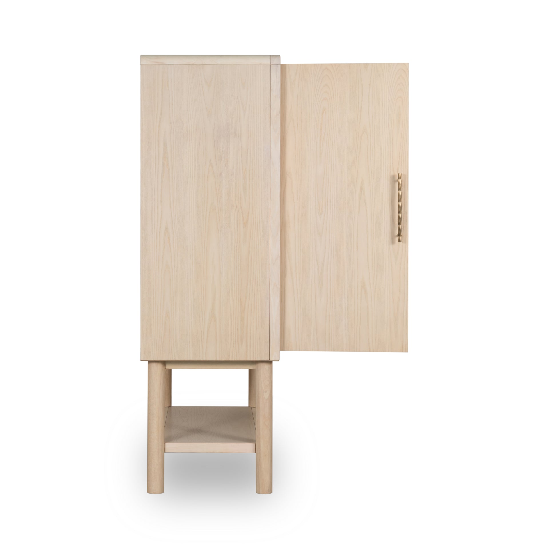 Zinnia Two Door Ash Wood Bar Cabinet in White Sand - What A Room