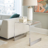 Bowie End Table in Clear Acrylic and Brushed Stainless Steel - What A Room
