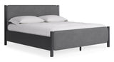 Elora Wood and Velvet Upholstered Bed in Jet and Charcoal - What A Room