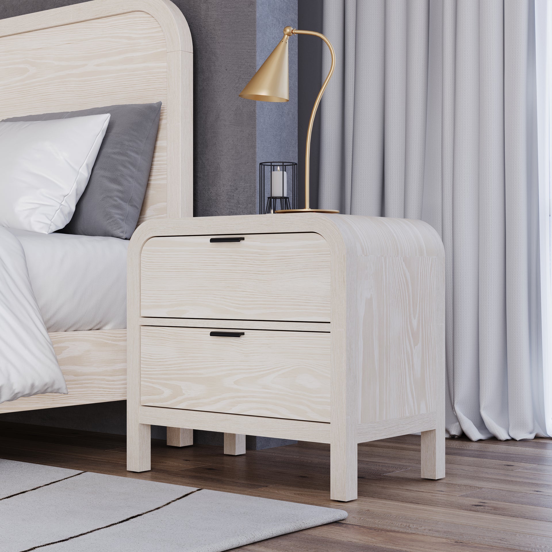 Drake Two Drawer USB-Charging Nightstand in Sugar - What A Room