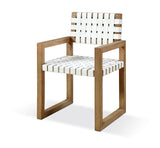 One Woven Leather and Solid Wood Dining Arm Chair in White and Bisque - What A Room