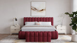 Savage Maximalist Upholstered Bed in Ruby Chenille - What A Room