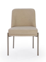 Dion Upholstered Dining Chair in Camel Synthetic Leather and Brushed Nickel Metal (Set of 2) - What A Room