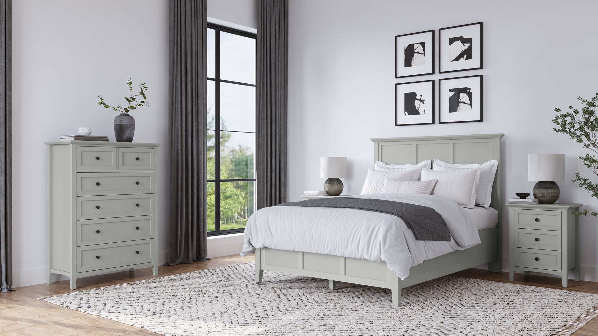 Grace Three Panel Bed in Elephant Grey - What A Room
