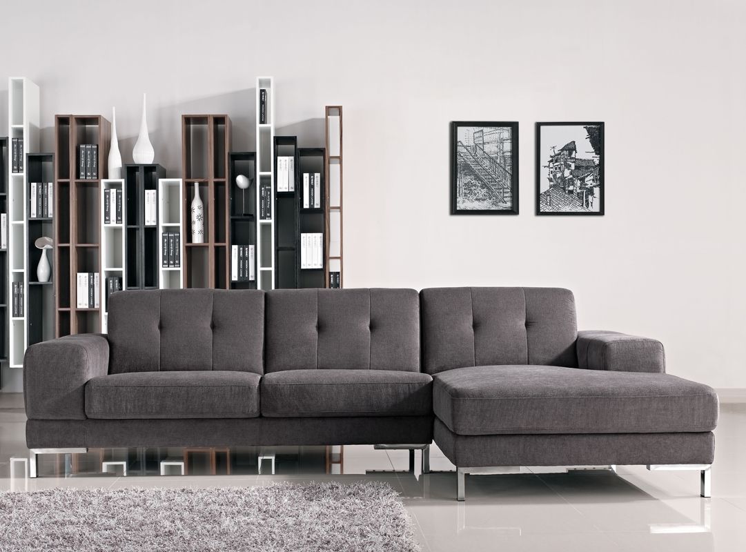 Divani Casa Forli - Modern Grey Fabric Right Facing Sectional Sofa - What A Room