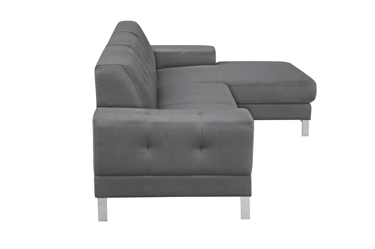 Divani Casa Forli - Modern Grey Fabric Right Facing Sectional Sofa - What A Room