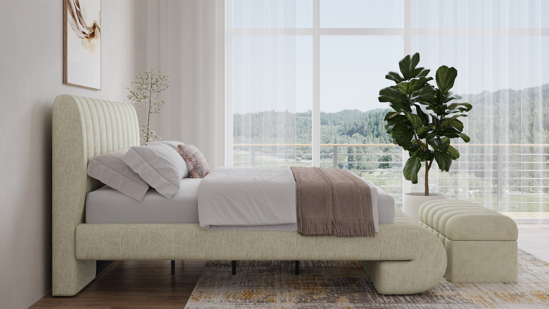 Savage Maximalist Upholstered Bed in Sandy Chenille - What A Room