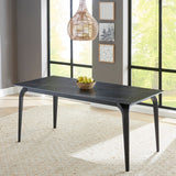 Nicoya Stone Top Rectangular Dining Table in Black Stone and Black Metal - What A Room