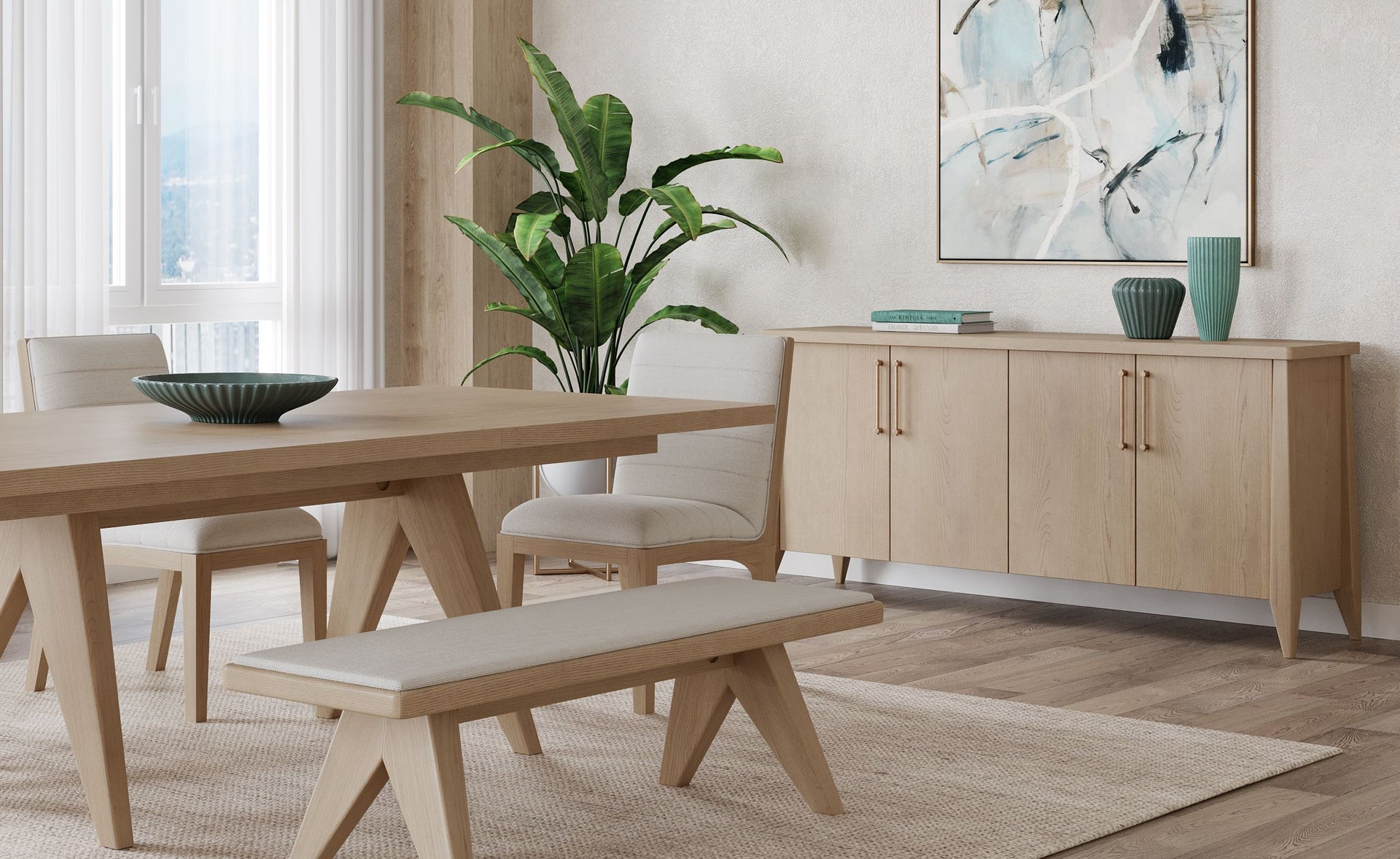 Sumire Four Door Ash Wood Sideboard in Ginger - What A Room
