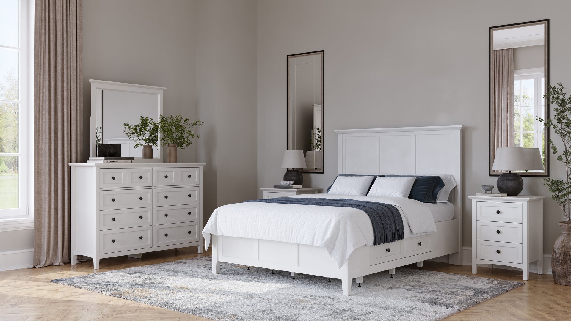 Grace Three Drawer Nightstand in Snowfall White - What A Room