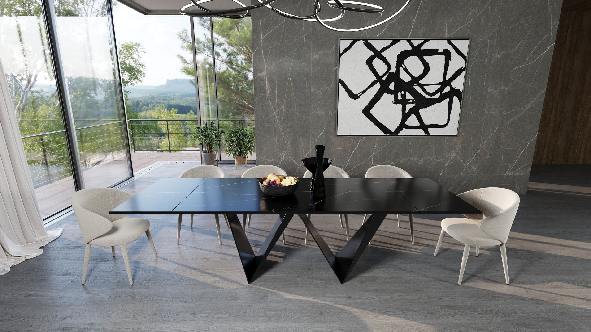 Modrest Fritz - Modern Black Extendable Ceramic Dining Table - What A Room