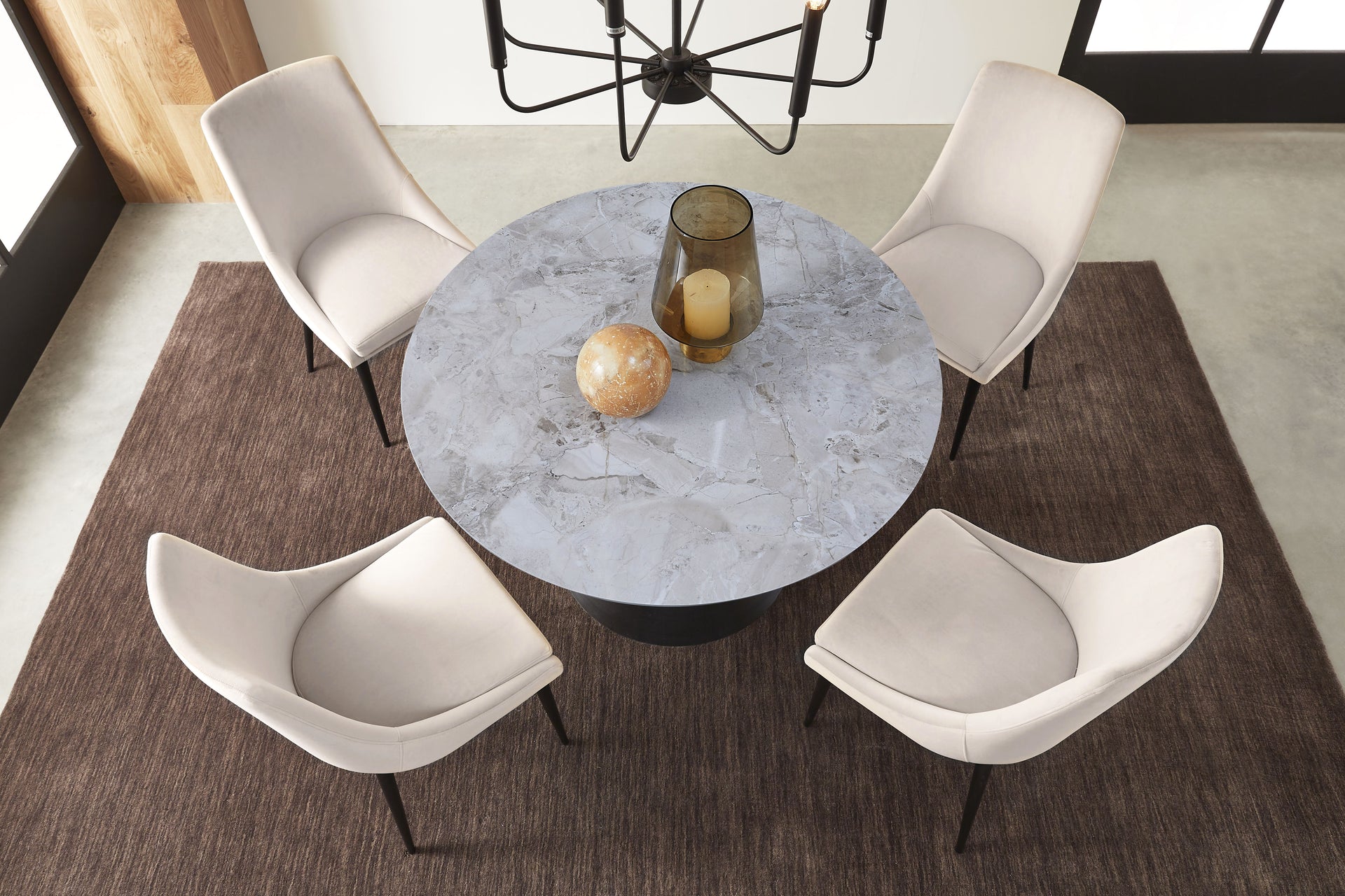 Winston Stone Top Metal Base Round Dining Table in Grigio - What A Room
