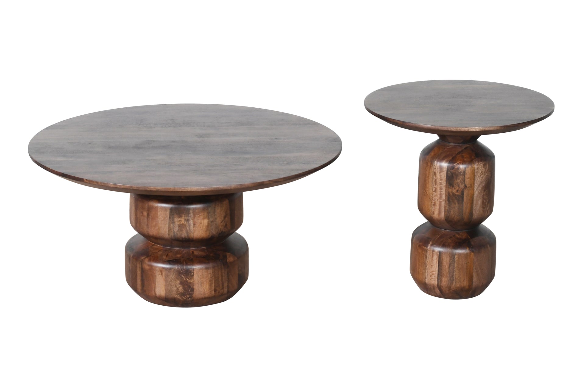 Virton Solid Wood Round Coffee Table in Smoked Brown - What A Room