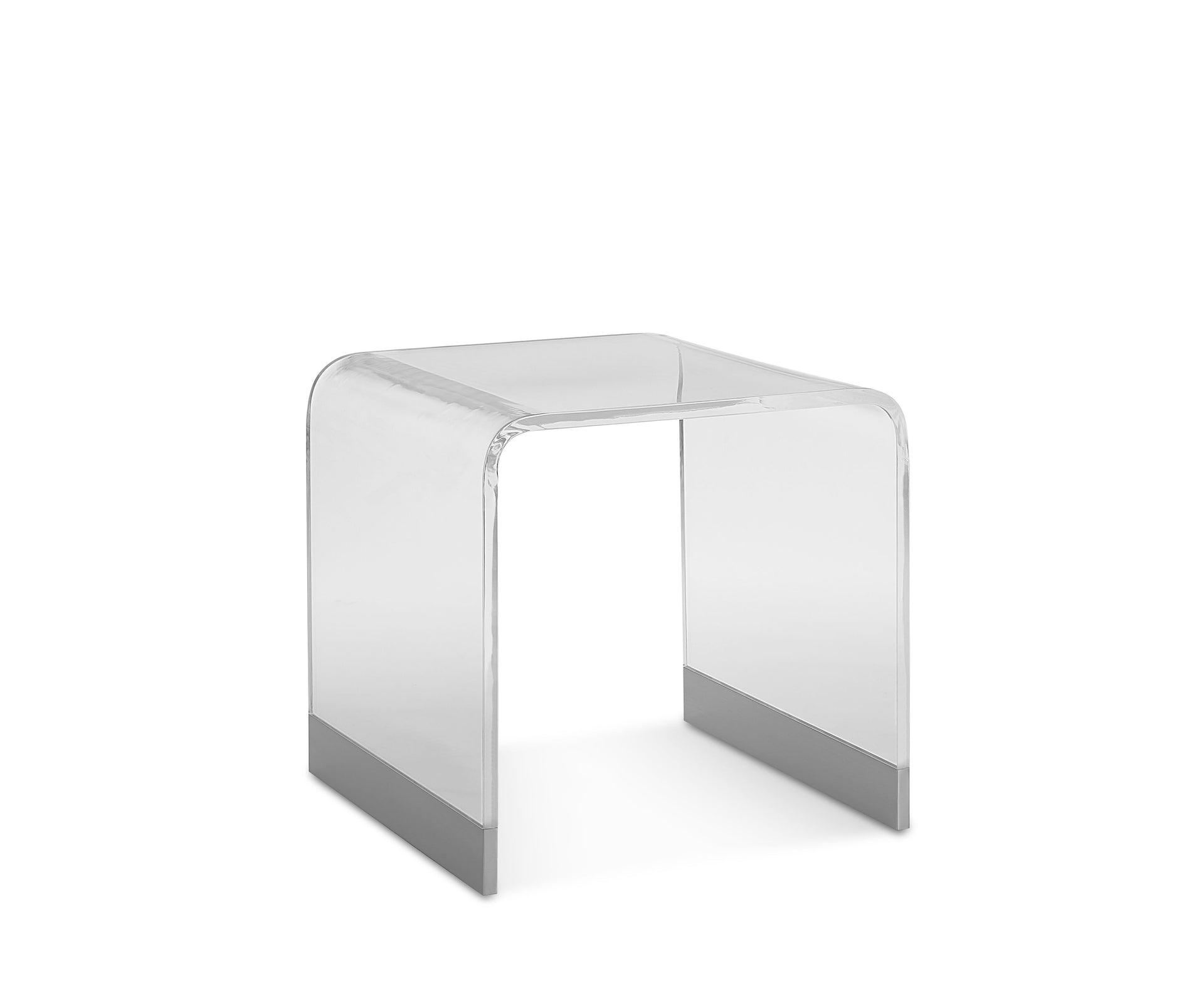 Bowie End Table in Clear Acrylic and Brushed Stainless Steel - What A Room