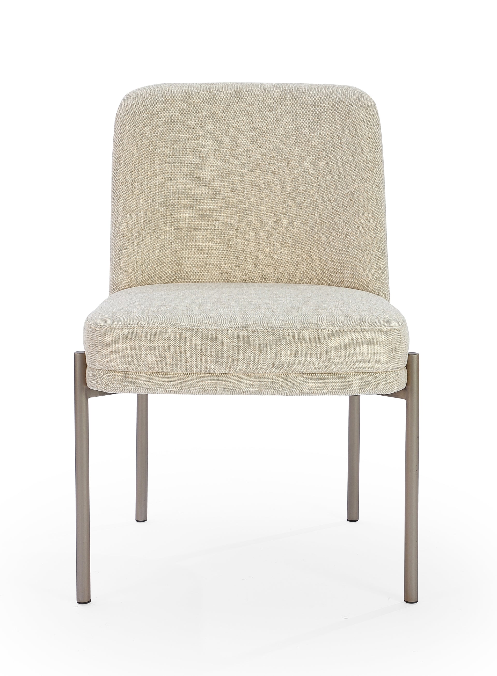 Dion Upholstered Dining Chair in Natural Light Linen and Brushed Nickel Metal (Set of 2) - What A Room