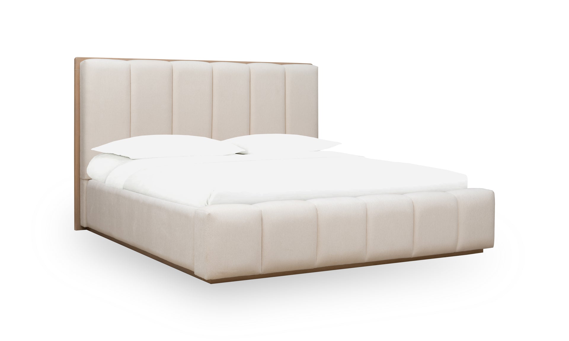Gardenia Wood Frame Upholstered Platform Bed in Cotton and Chai - What A Room