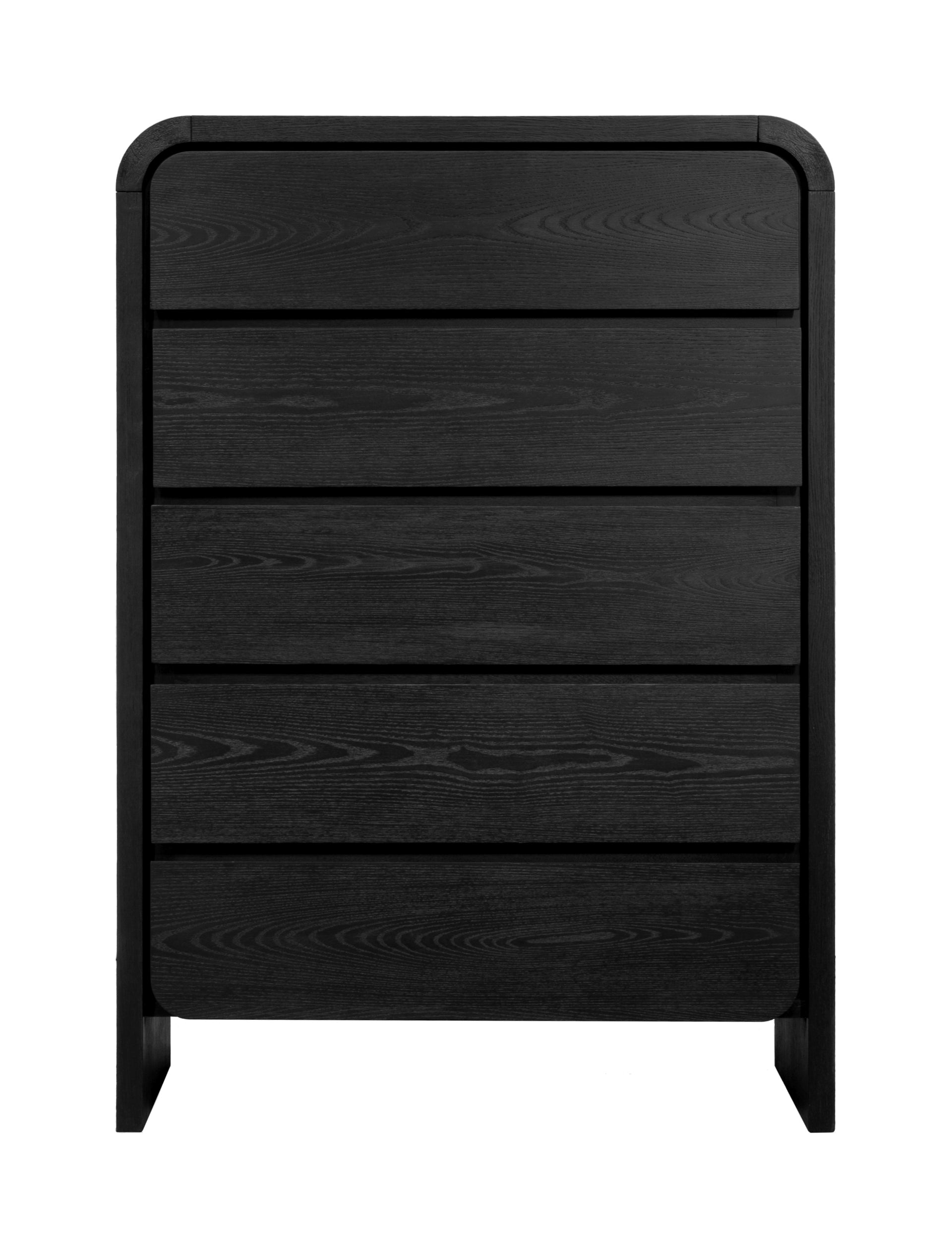 Elora Five Drawer Chest in Jet Black Ash - What A Room