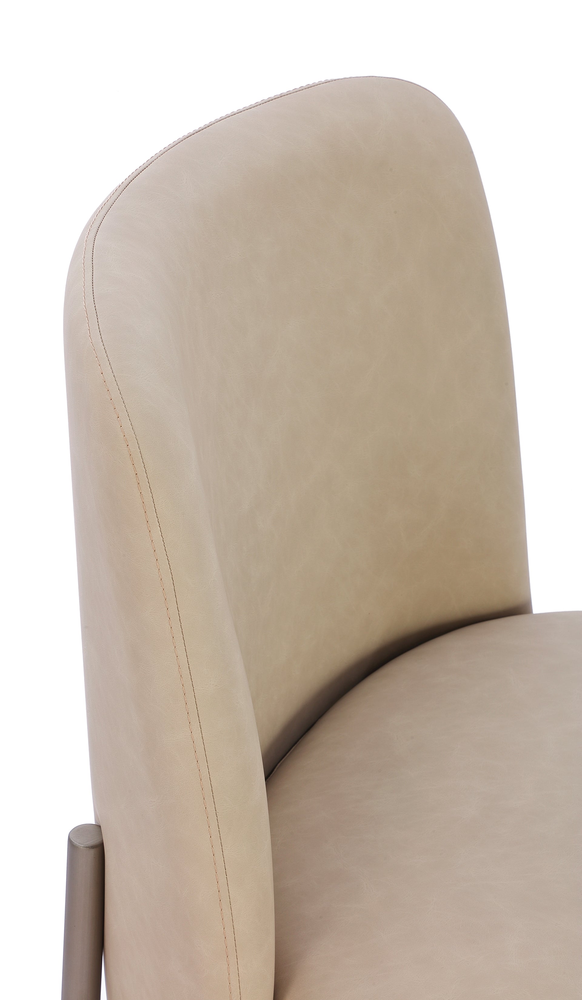 Dion Upholstered Dining Chair in Camel Synthetic Leather and Brushed Nickel Metal (Set of 2) - What A Room