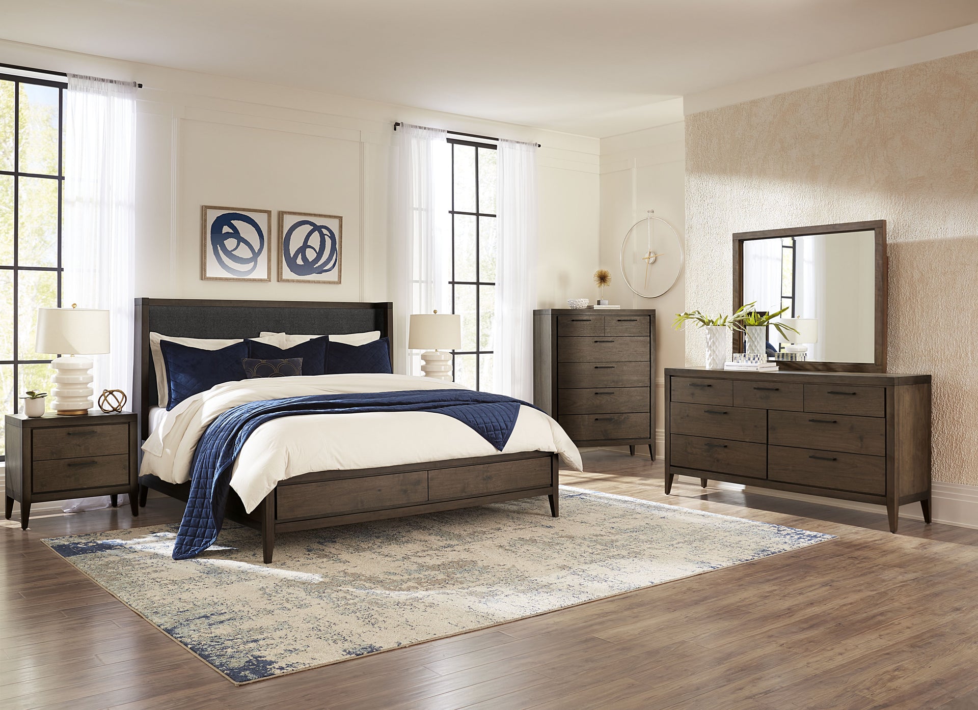 Boracay Upholstered Wingback Storage Bed in Wild Oats Brown - What A Room