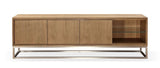 One Coastal Modern 84 inch TV Console in Brushed Stainless Steel and Bisque - What A Room