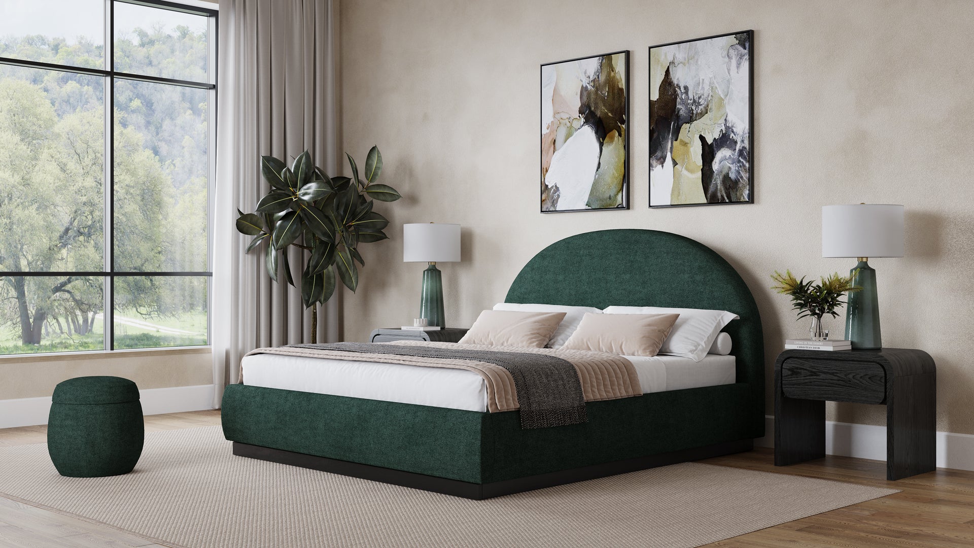 Flex Upholstered Bed in Emerald Chenille - What A Room