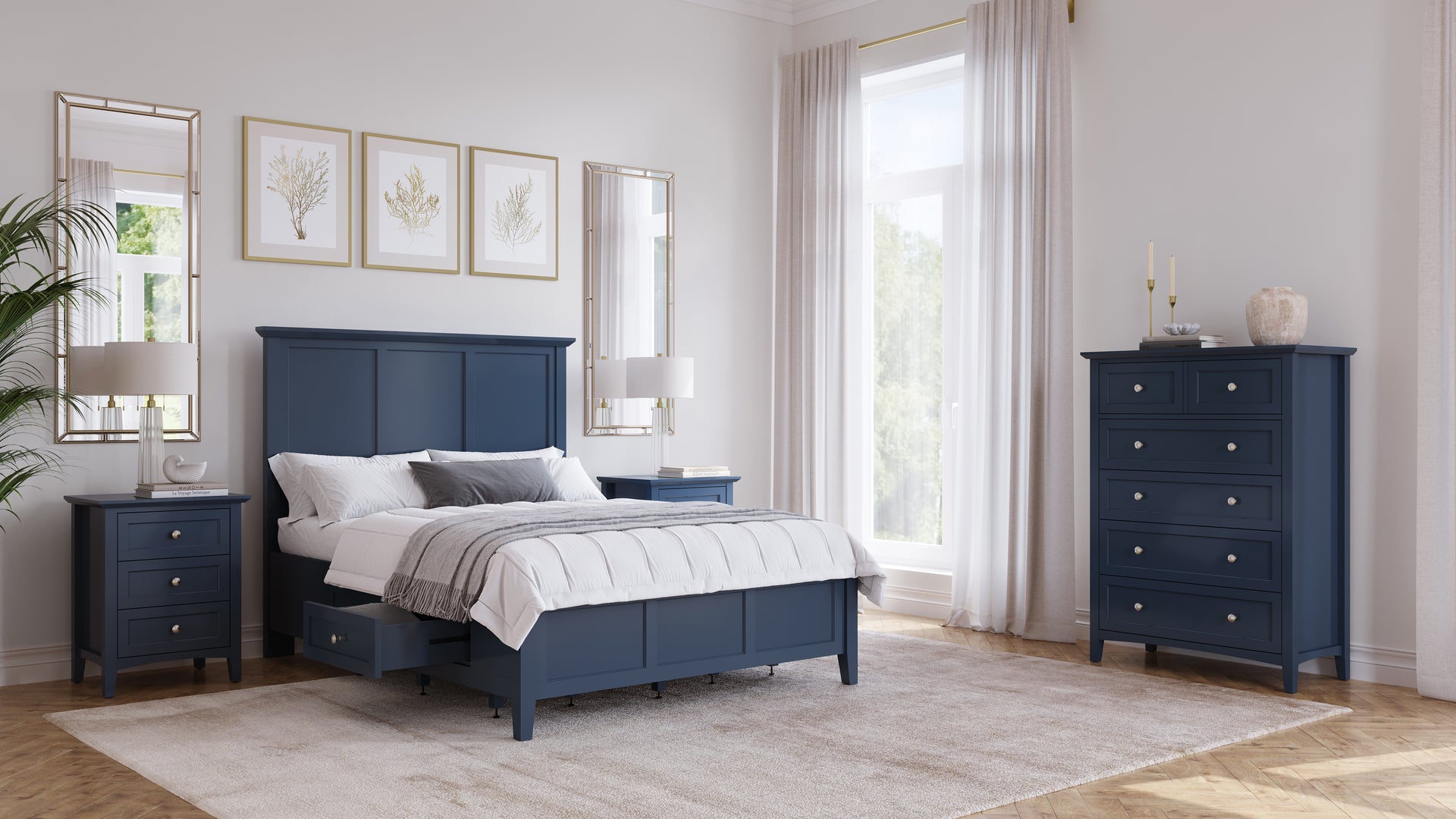 Grace Four Drawer Platform Storage Bed in Blueberry - What A Room
