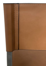 One Modern Coastal Director's Dining Arm Chair in Cognac and Brushed Stainless Steel (Set of 2) - What A Room