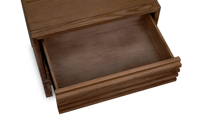 Tanner Two Drawer Ash Wood Nightstand in Roux - What A Room