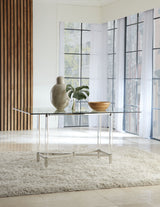 Marilyn Glass Top Dining Table in Polished Stainless Steel and Clear Acrylic - What A Room