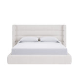 Frank Upholstered Wingback Platform Bed in Cottage Cheese Boucle - What A Room