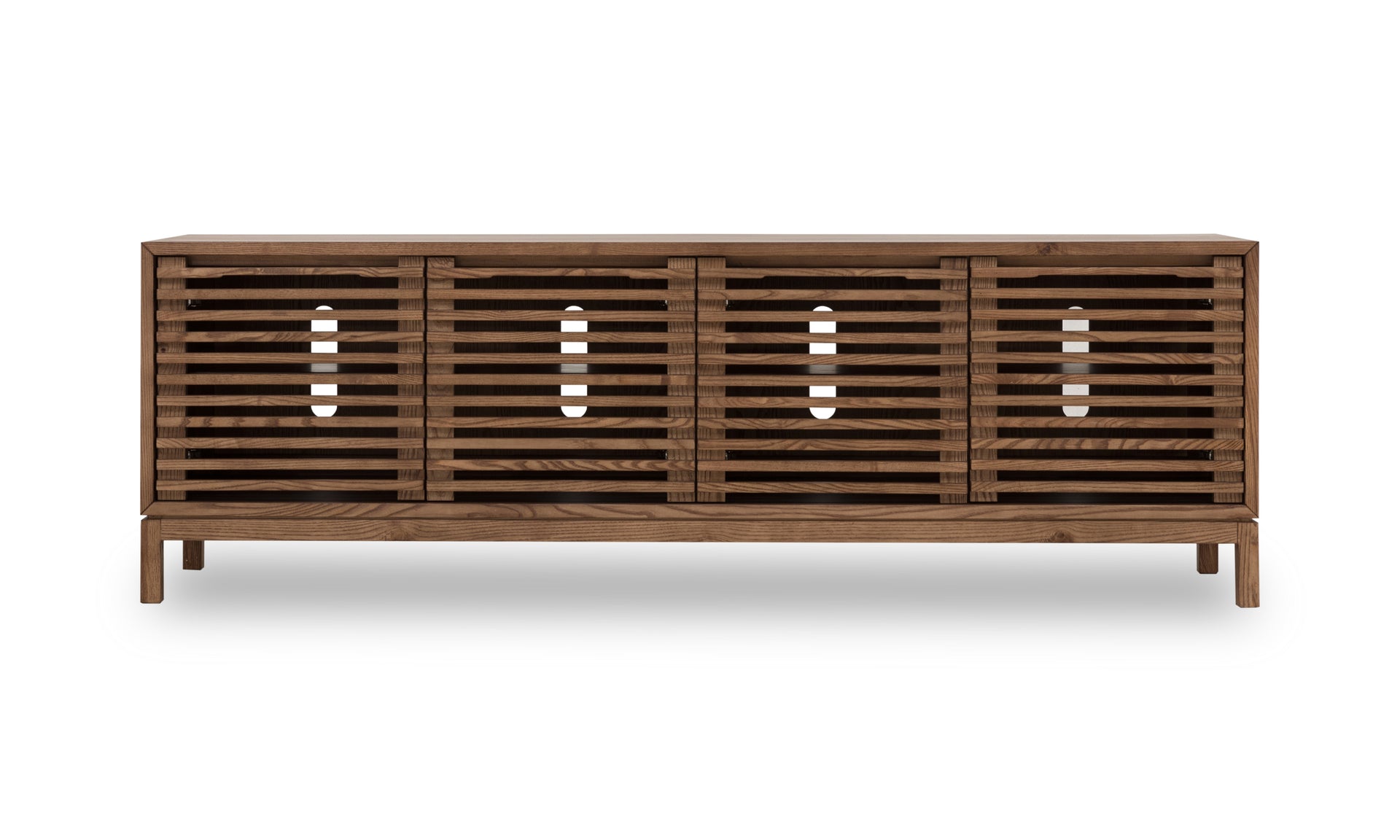 Tanner Four Door Solid Ash Media Console in Roux - What A Room