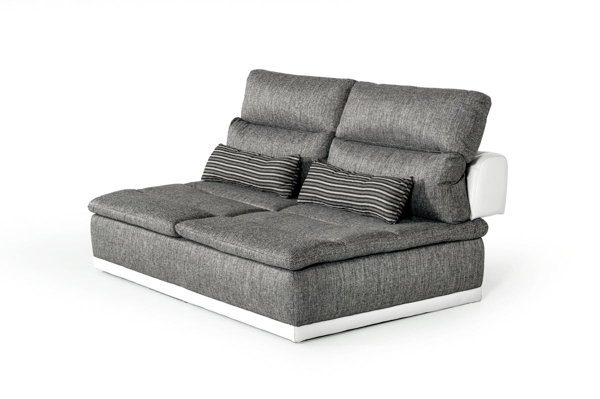 David Ferrari Panorama - Italian Modern Grey Fabric + White Leather Modular Sectional Sofa - What A Room