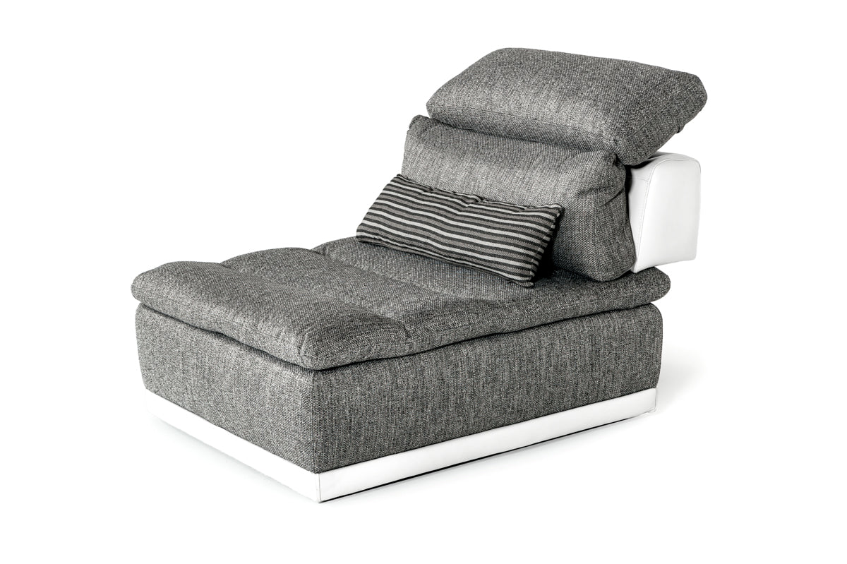 David Ferrari Panorama - Italian Modern Grey Fabric + White Leather Modular Sectional Sofa - What A Room