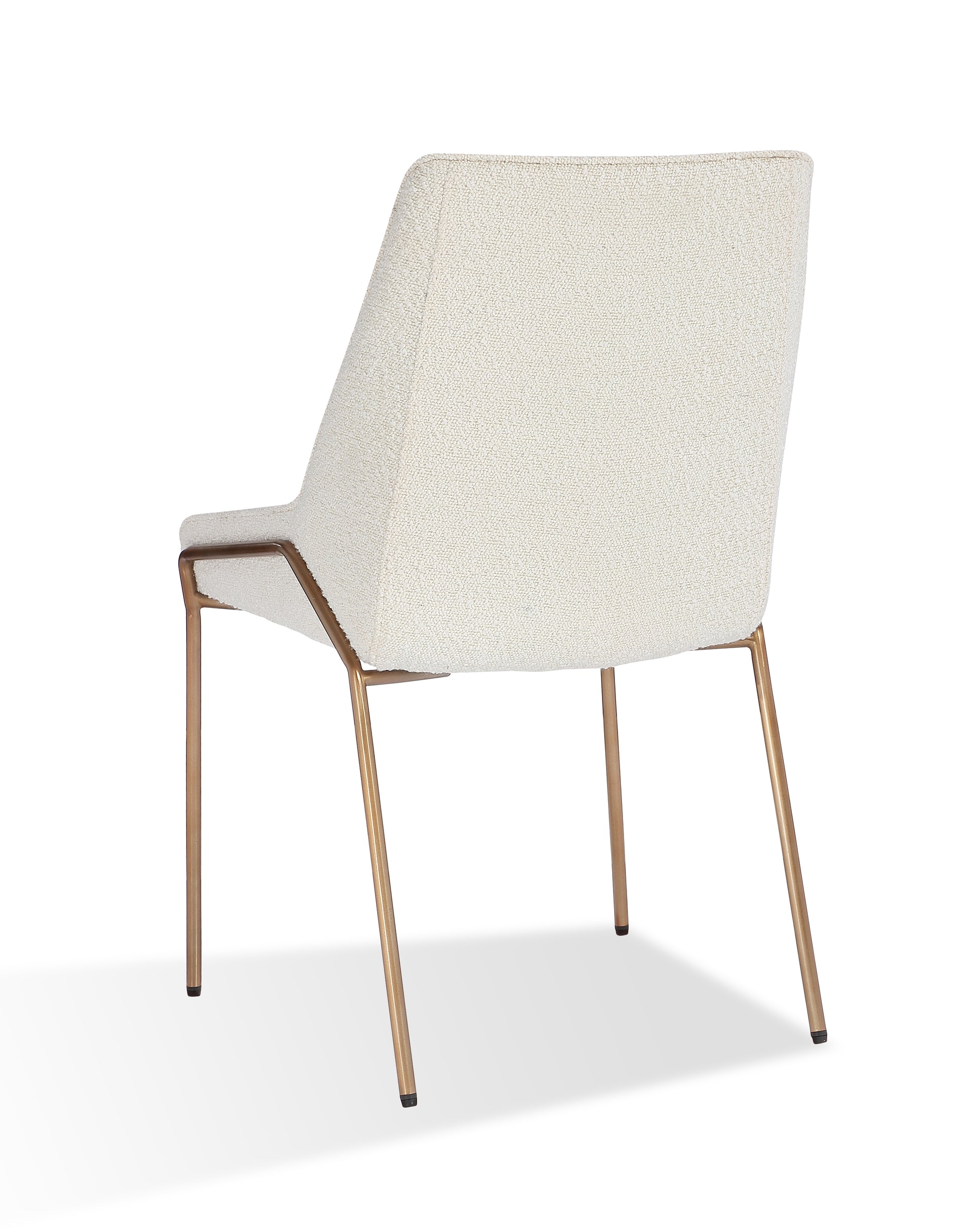 Cyrus Upholstered Dining Chair in Cottage Cheese Boucle and Brushed Bronze Metal (Set of 2) - What A Room