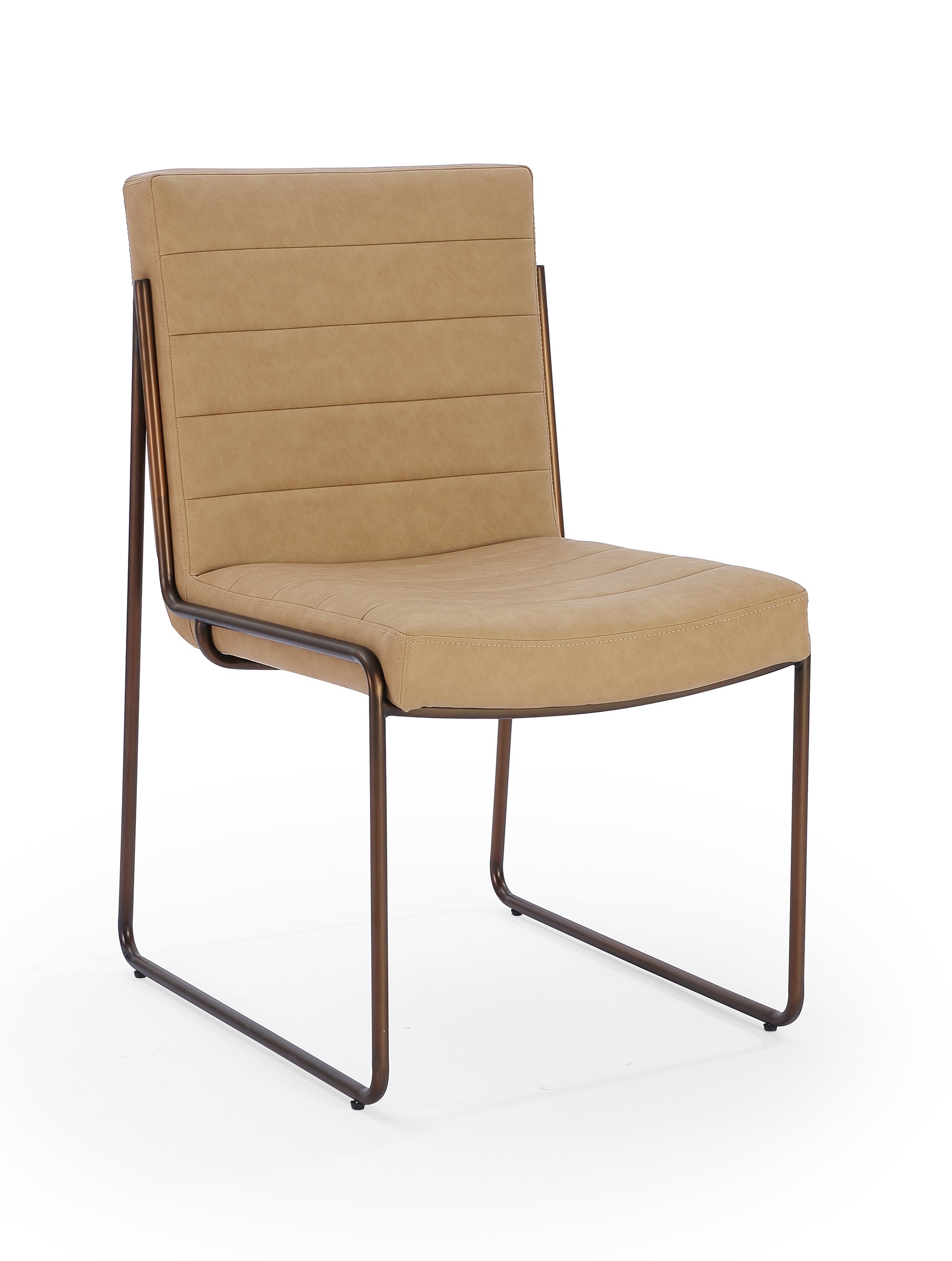 Madison Metal Frame Dining Chair in Honey Synthetic Leather (Set of 2) - What A Room