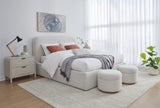 Off-White Upholstered Platform Bed in Ricotta Boucle - What A Room