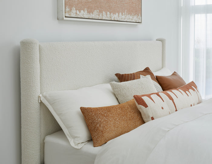 Burke Upholstered Platform Bed in Cottage Cheese Boucle - What A Room
