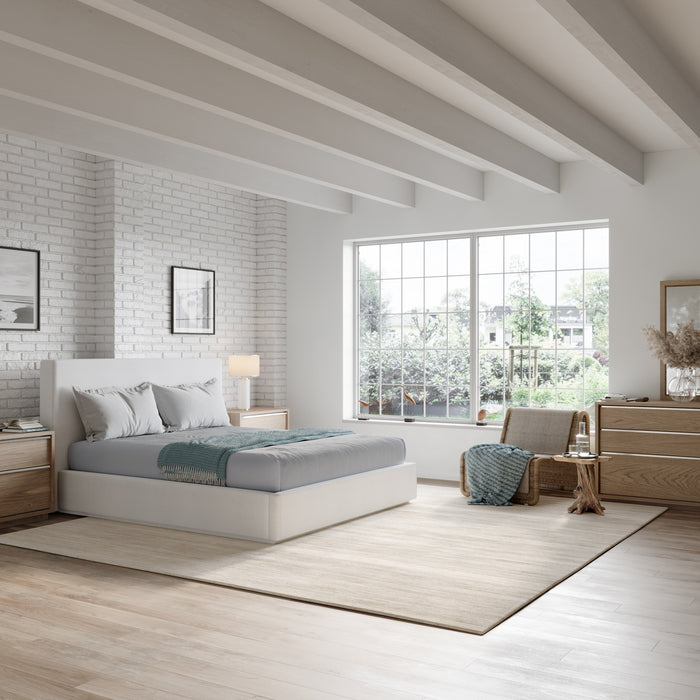 One Upholstered Footboard Storage Bed in Pearl - What A Room