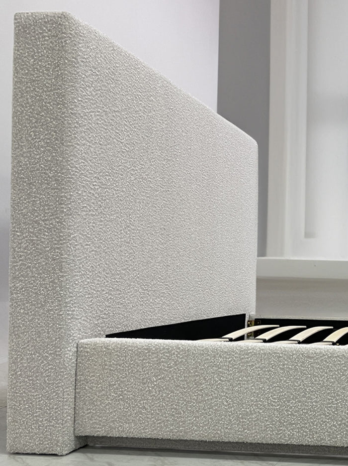 One Upholstered Modern Headboard in Cotton Ball Boucle - What A Room