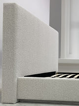 One Upholstered Modern Headboard in Cotton Ball Boucle - What A Room