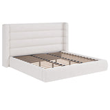 Frank Upholstered Wingback Platform Bed in Cottage Cheese Boucle - What A Room