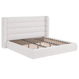 Frank Upholstered Wingback Platform Bed in Cottage Cheese Boucle - What A Room