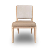 Zinnia Upholstered Dining Chair in White Sand, Buttermilk Leather and Dune Chenille (Set of 2) - What A Room
