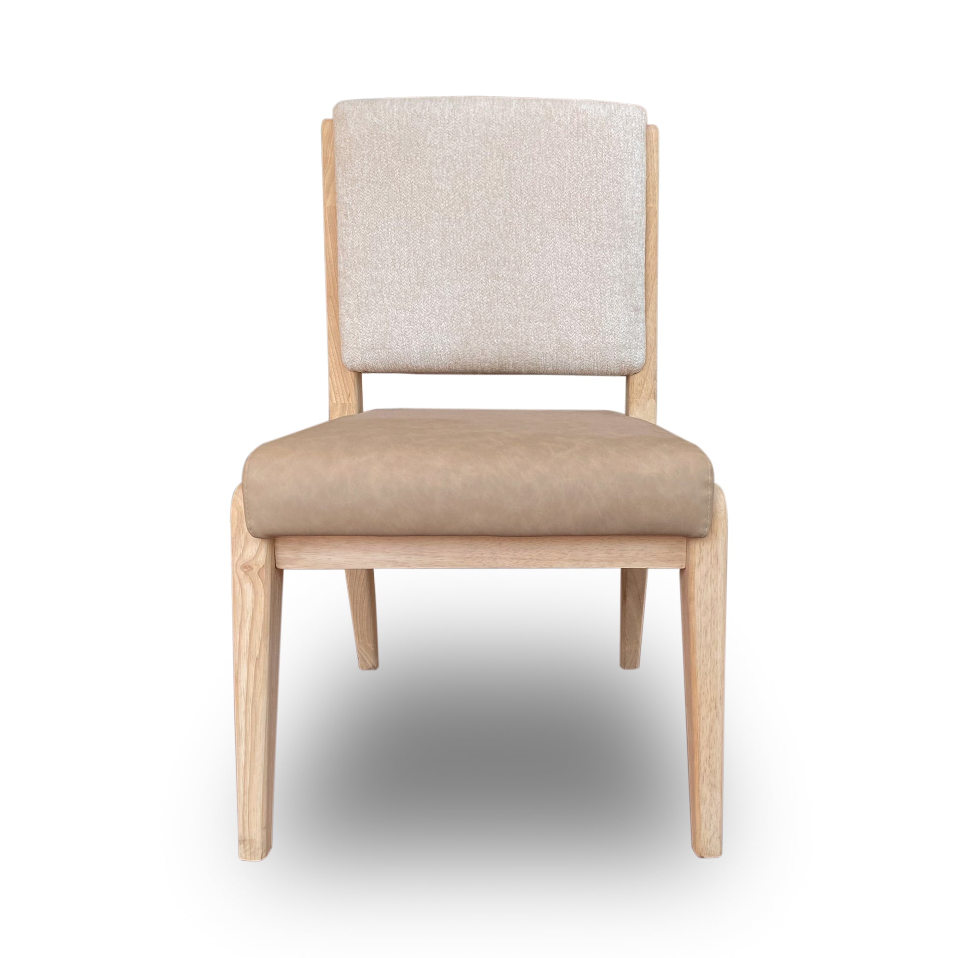 Zinnia Upholstered Dining Chair in White Sand, Buttermilk Leather and Dune Chenille (Set of 2) - What A Room